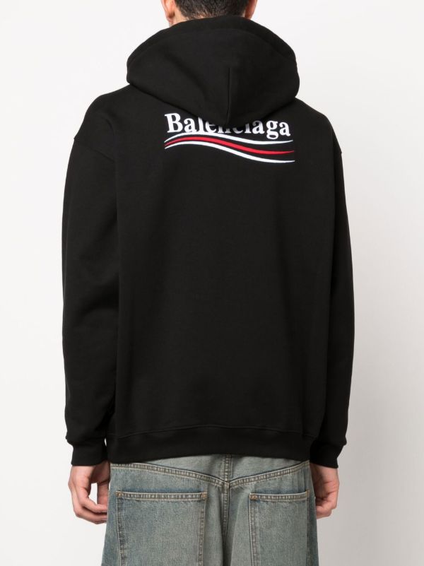 Browns Balenciaga Black Political Campaign Cotton Hoodie | Browns Hoodies