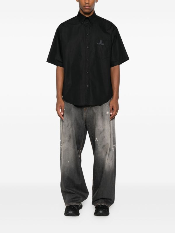 Browns Balenciaga Embroidered-logo Short-sleeve Shirt | Browns Shirts