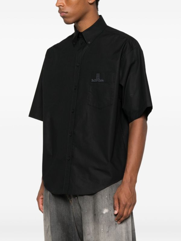 Browns Balenciaga Embroidered-logo Short-sleeve Shirt | Browns Shirts