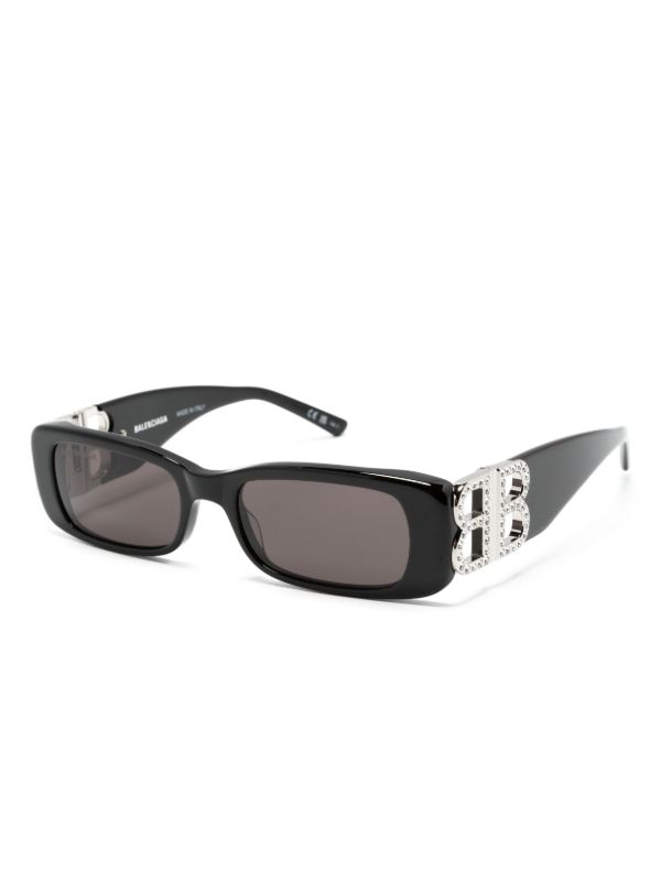 Browns Balenciaga Eyewear Black Dinasty Rectangle-frame Sunglasses | Browns Sunglasses
