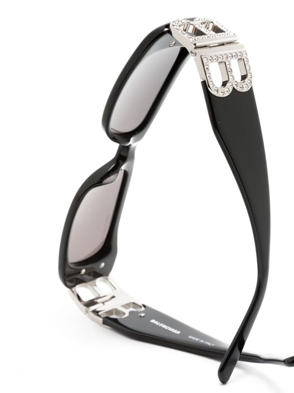 Browns Balenciaga Eyewear Black Dinasty Rectangle-frame Sunglasses | Browns Sunglasses