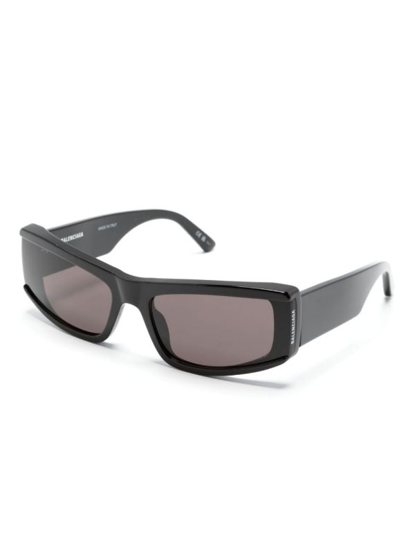 Browns Balenciaga Eyewear Black Logo Rectangular-Frame Sunglasses | Browns Sunglasses
