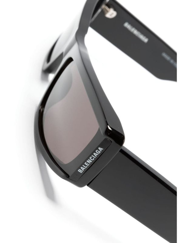 Browns Balenciaga Eyewear Black Logo Rectangular-Frame Sunglasses | Browns Sunglasses