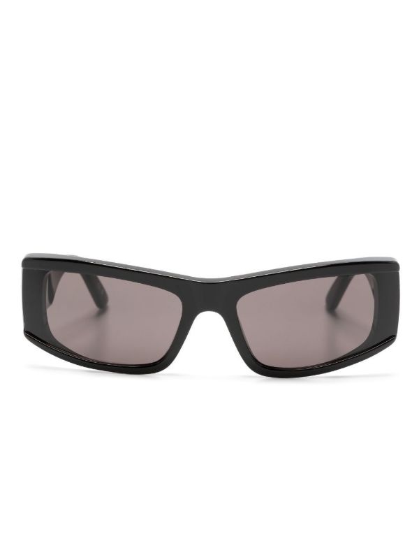 browns Balenciaga Eyewear Black Logo Rectangular-Frame Sunglasses | Browns Sunglasses