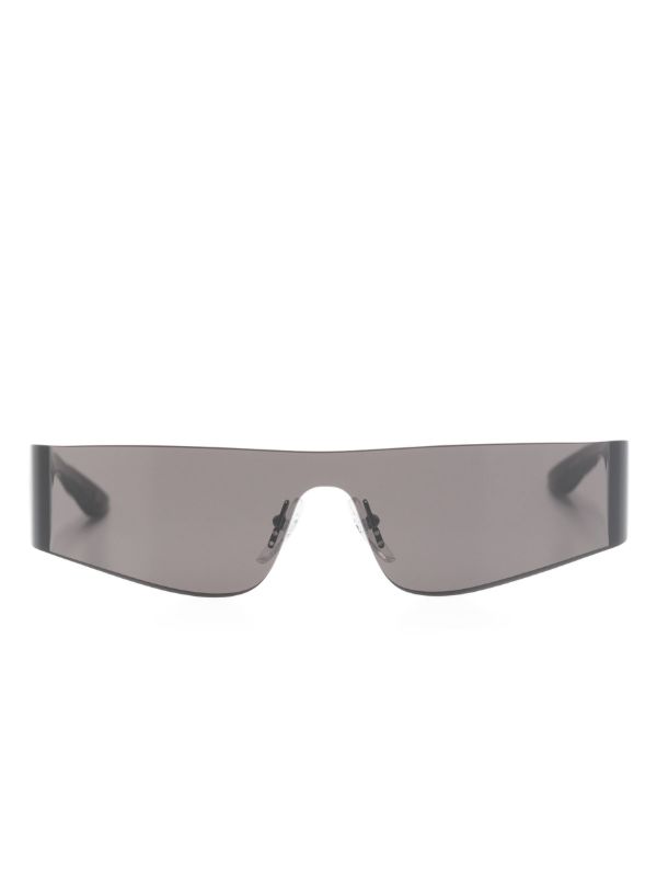 browns Balenciaga Eyewear Black Mono Rectangle Sunglasses | Browns Sunglasses
