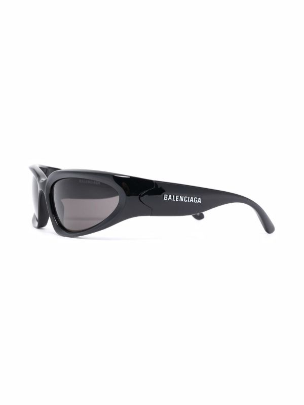 Browns Balenciaga Eyewear Black Swift Oval Sunglasses | Browns Sunglasses