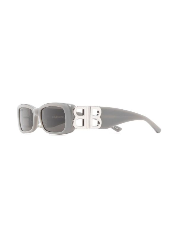 Browns Balenciaga Eyewear Grey Rectangle Frame Sunglasses | Browns Sunglasses