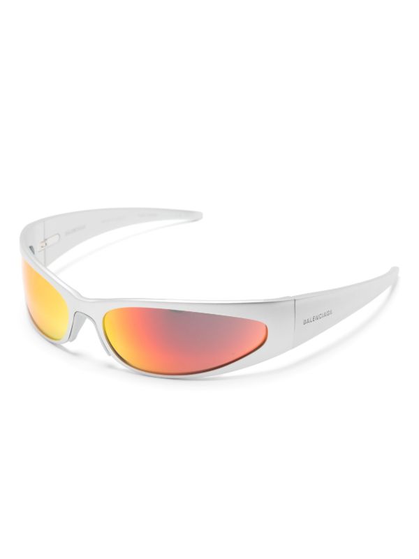Browns Balenciaga Eyewear Silver-Tone Reverse XPander Wrap Sunglasses | Browns Sunglasses