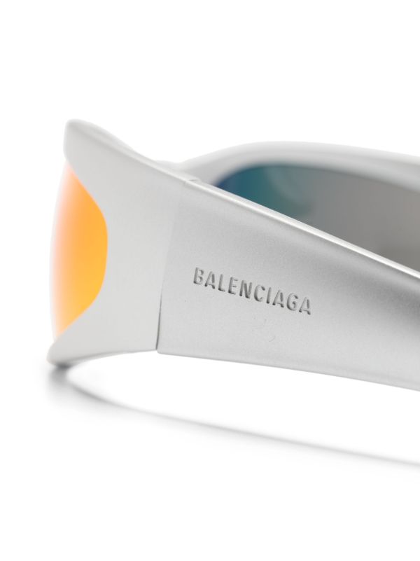 Browns Balenciaga Eyewear Silver-Tone Reverse XPander Wrap Sunglasses | Browns Sunglasses