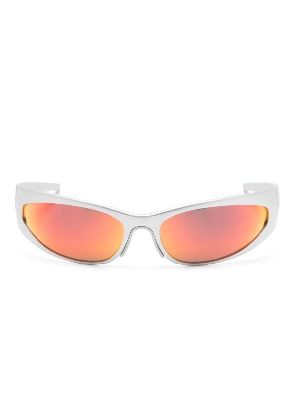 browns Balenciaga Eyewear Silver-Tone Reverse XPander Wrap Sunglasses | Browns Sunglasses