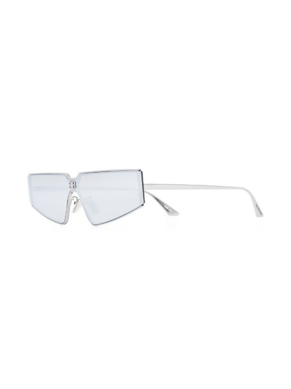 Browns Balenciaga Eyewear Silver-Tone Shield 2.0 Sunglasses | Browns Sunglasses
