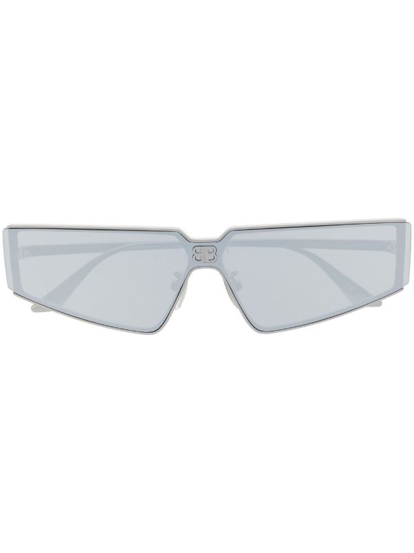 browns Balenciaga Eyewear Silver-Tone Shield 2.0 Sunglasses | Browns Sunglasses