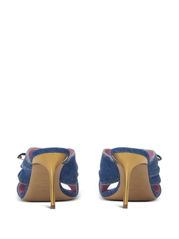 Browns Balmain 75mm Safety-pin Denim Mules | Browns Mules