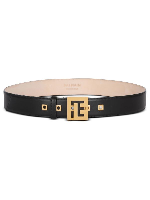 browns Balmain Black Logo-Appliqué Leather Belt | Browns Belts
