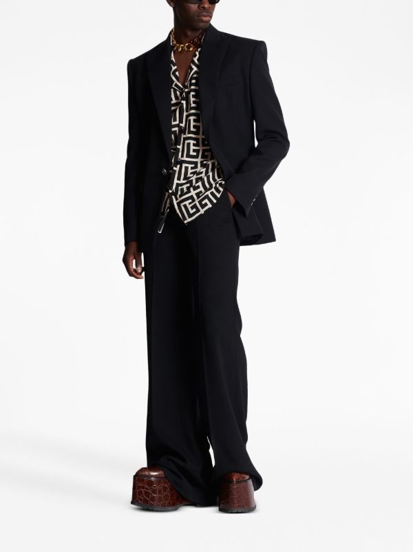 Browns Balmain Black Monogram Pattern Shirt | Browns Shirts
