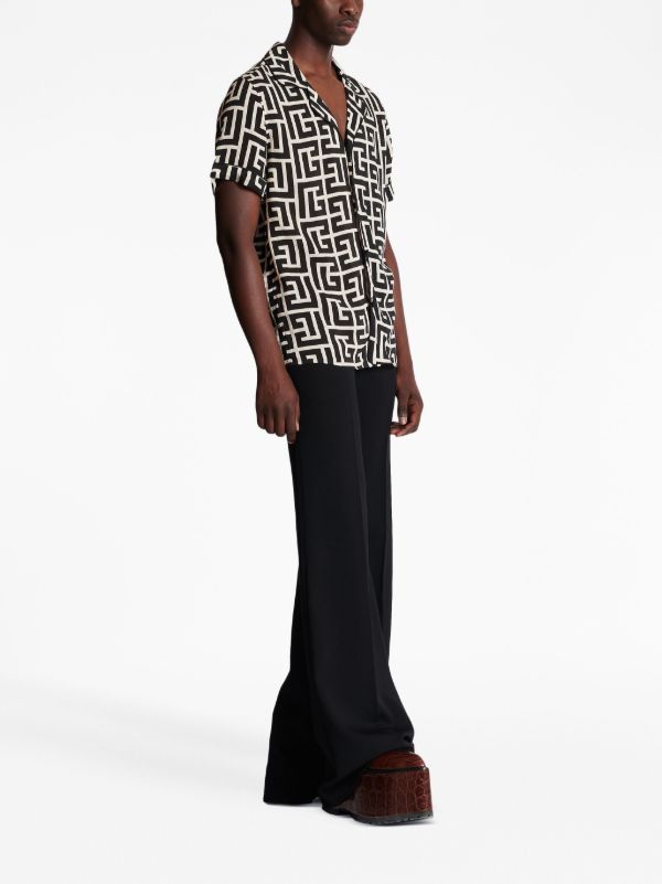 Browns Balmain Black Monogram Pattern Shirt | Browns Shirts