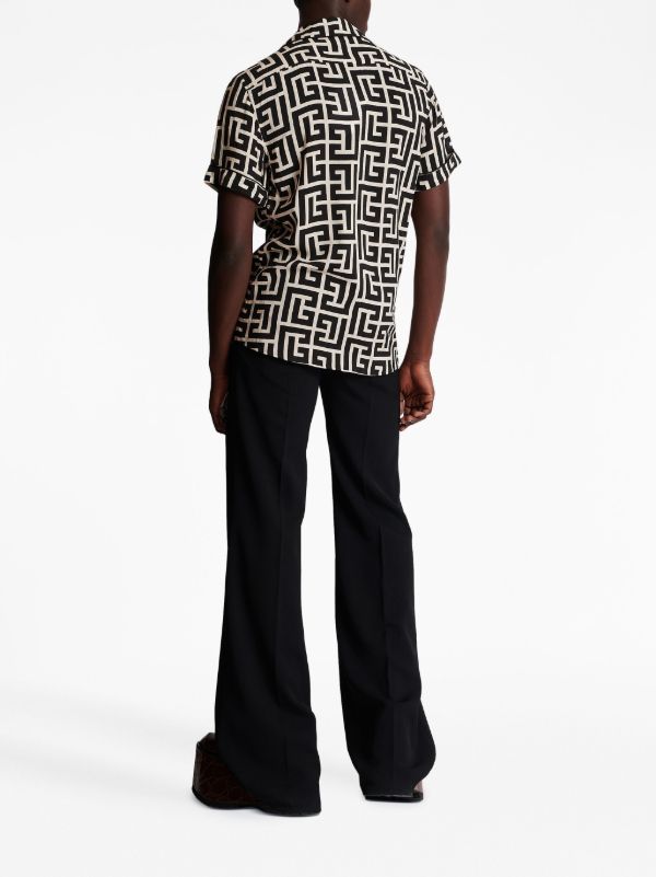 Browns Balmain Black Monogram Pattern Shirt | Browns Shirts