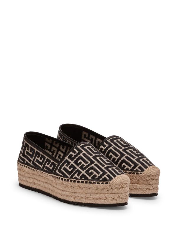 Browns Balmain Brown Geometric Logo Pattern Espadrilles | Browns Espadrilles