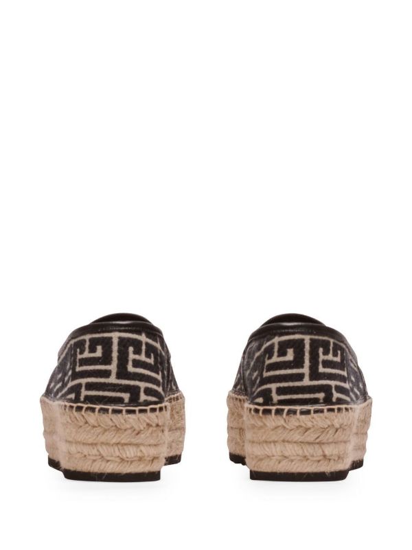 Browns Balmain Brown Geometric Logo Pattern Espadrilles | Browns Espadrilles