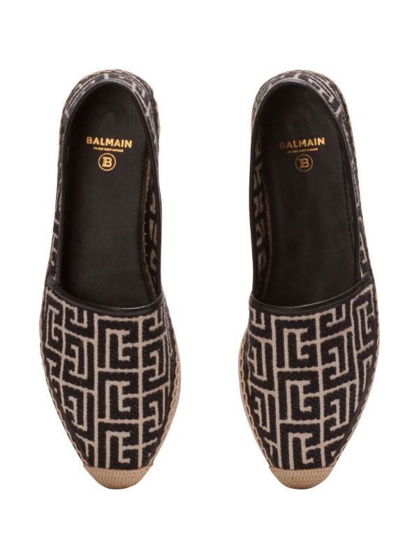 Browns Balmain Brown Geometric Logo Pattern Espadrilles | Browns Espadrilles