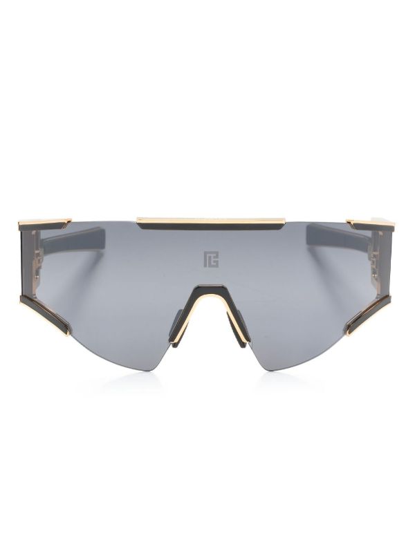 browns Balmain Eyewear Black Fleche Rectangular Mask Sunglasses | Browns Sunglasses