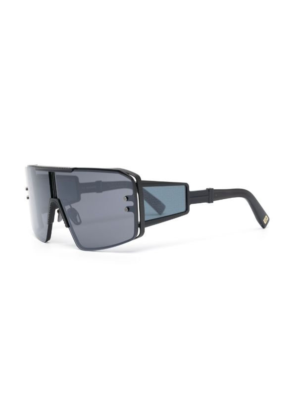 Browns Balmain Eyewear Black Le Masque Mask-Frame Sunglasses | Browns Sunglasses