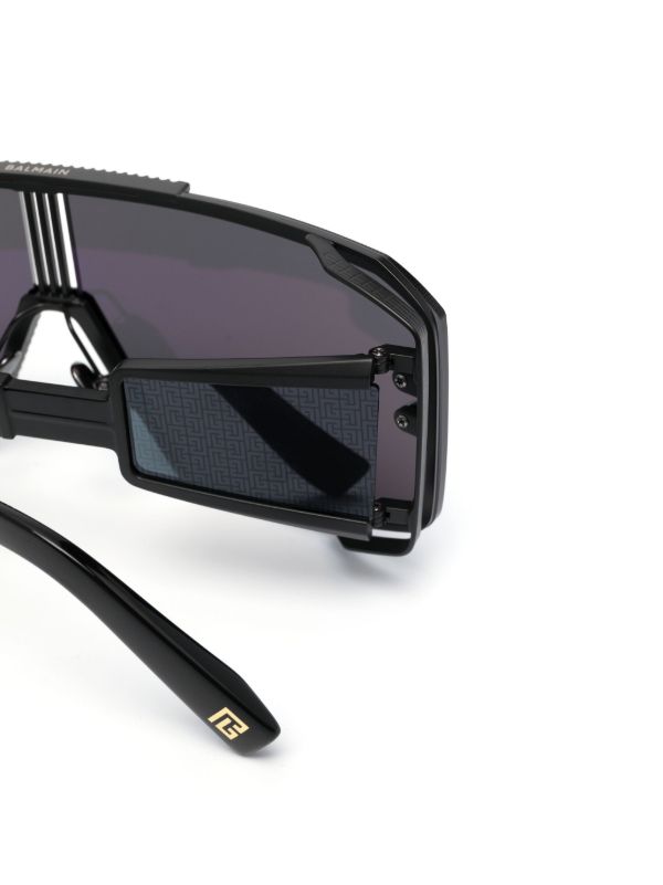 Browns Balmain Eyewear Black Le Masque Mask-Frame Sunglasses | Browns Sunglasses