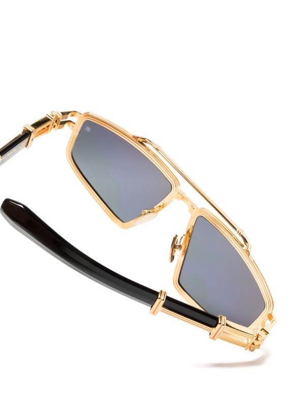 Browns Balmain Eyewear Black Titan Pilot-Frame Sunglasses | Browns Sunglasses