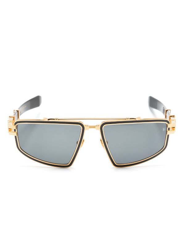 browns Balmain Eyewear Black Titan Pilot-Frame Sunglasses | Browns Sunglasses