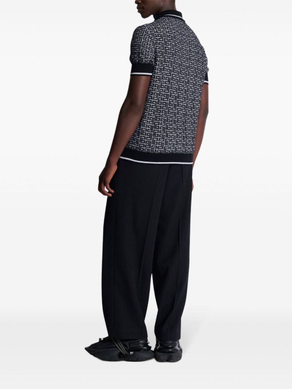Browns Balmain Labyrinth-intarsia Polo Shirt | Browns Polo Shirts
