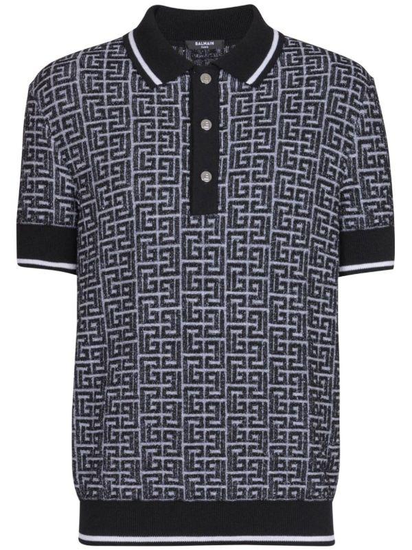 browns Balmain Labyrinth-intarsia polo shirt | Browns Polo Shirts