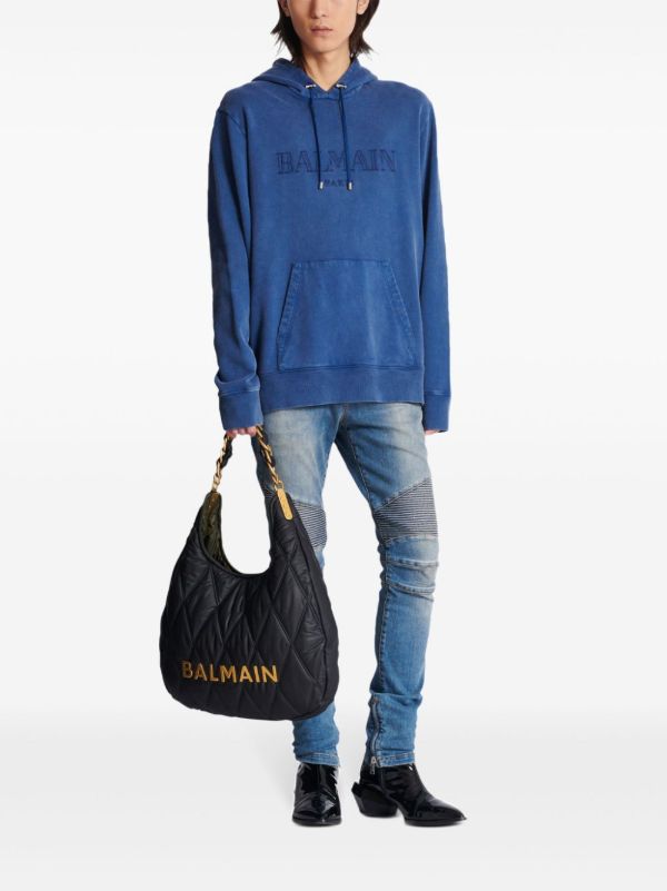 Browns Balmain Logo-Embroidered Hoodie | Browns Hoodies