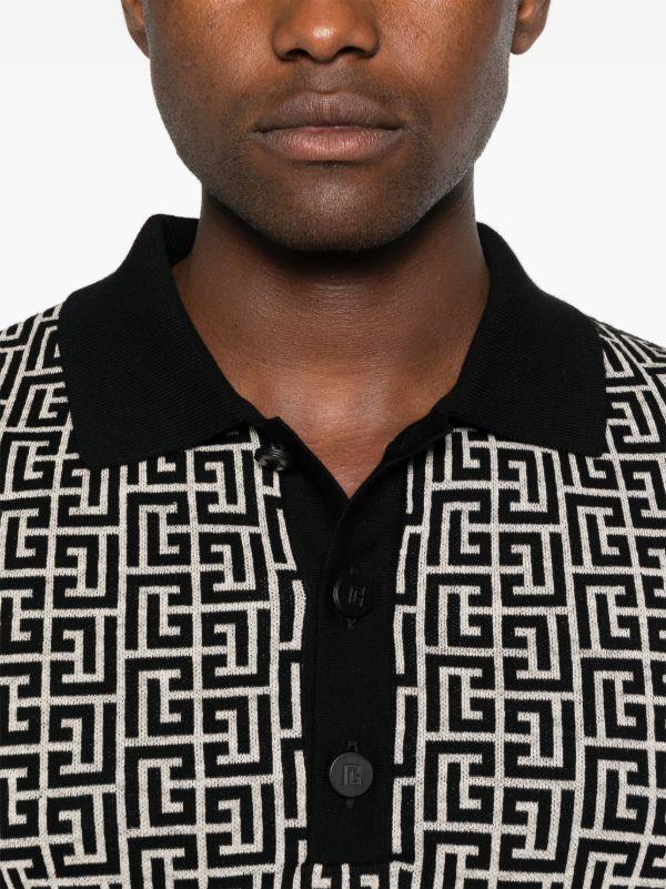 Browns Balmain Monogram Knit Polo Shirt | Browns Polo Shirts