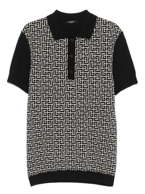 browns Balmain monogram knit polo shirt | Browns Polo Shirts