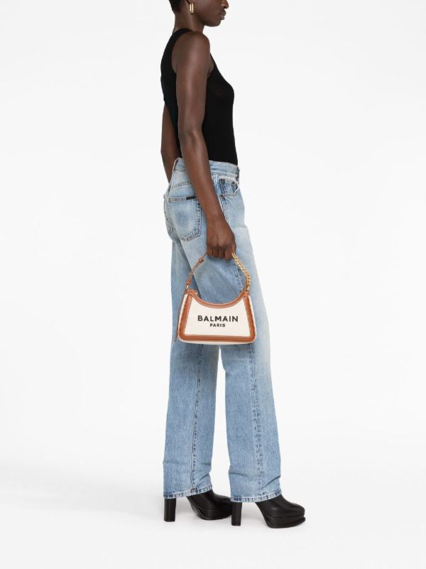 Browns Balmain Neutral B-Army Canvas Shoulder Bag | Browns Shoulder Bags