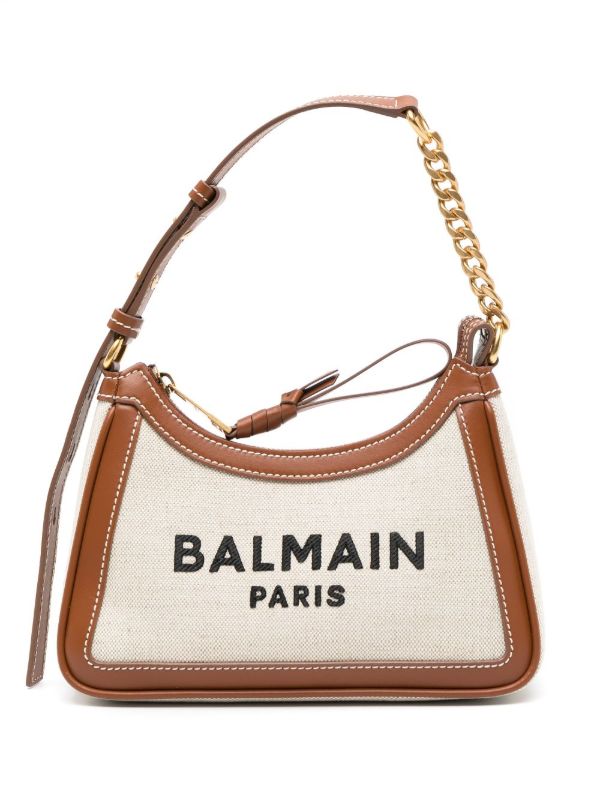 browns Balmain Neutral B-Army Canvas Shoulder Bag | Browns Shoulder Bags