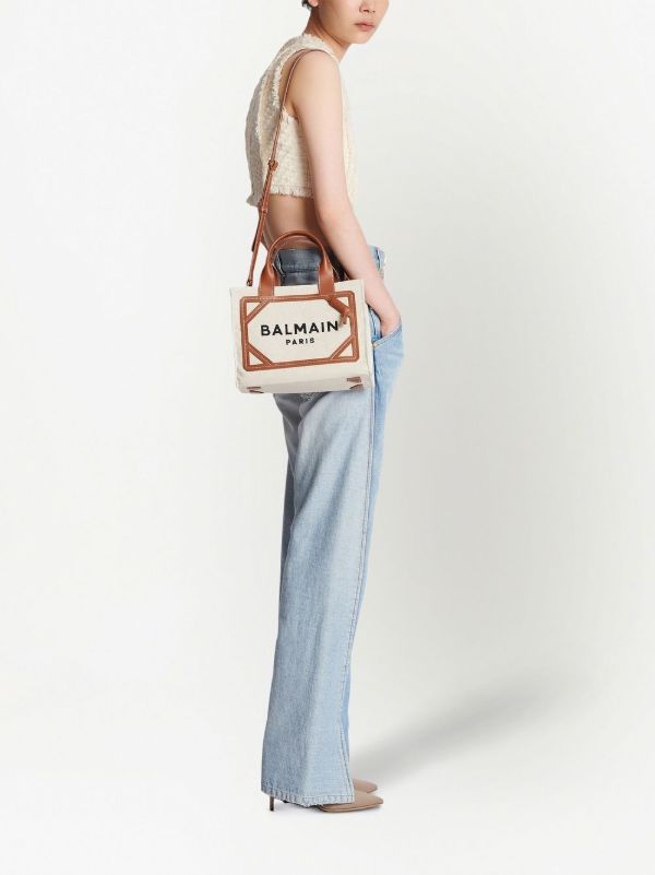 Browns Balmain Neutral B-Army Mini Canvas Bag | Browns Tote Bags