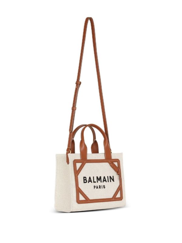 Browns Balmain Neutral B-Army Mini Canvas Bag | Browns Tote Bags