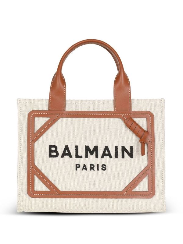 browns Balmain Neutral B-Army Mini Canvas Bag | Browns Tote Bags