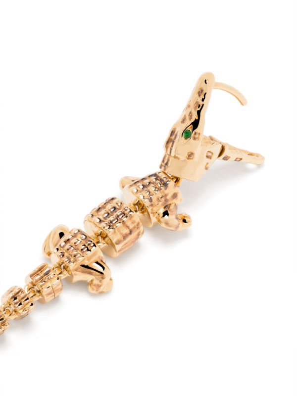 Browns Bibi Van Der Velden 18K Yellow Gold Alligator Vertebrae Bite Tsavorite Earring | Browns Fine Earrings