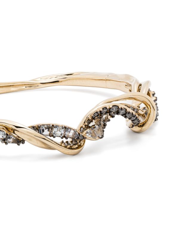 Browns Bibi Van Der Velden 18K Yellow Gold Vapour Diamond And Spinel Bangle | Browns Fine Bracelets