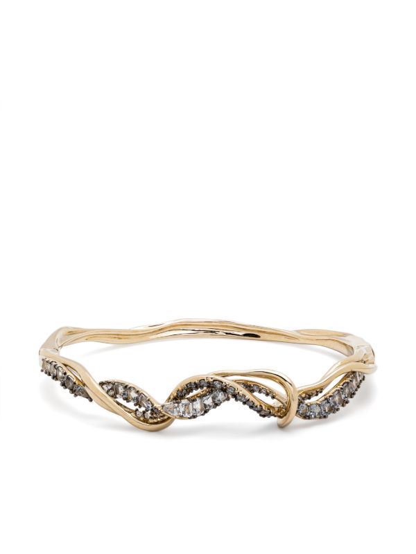 browns Bibi van der Velden 18K Yellow Gold Vapour Diamond And Spinel Bangle | Browns Fine Bracelets