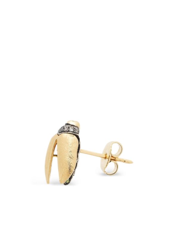 Browns Bibi Van Der Velden 18kt Yellow Gold Mini Scarab Diamond And Tsavorite Earrings | Browns Fine Earrings