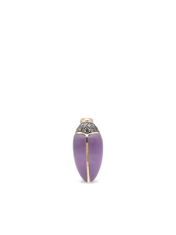browns Bibi van der Velden 18kt yellow gold Mini Scarab diamond and amethyst earrings | Browns Fine Earrings