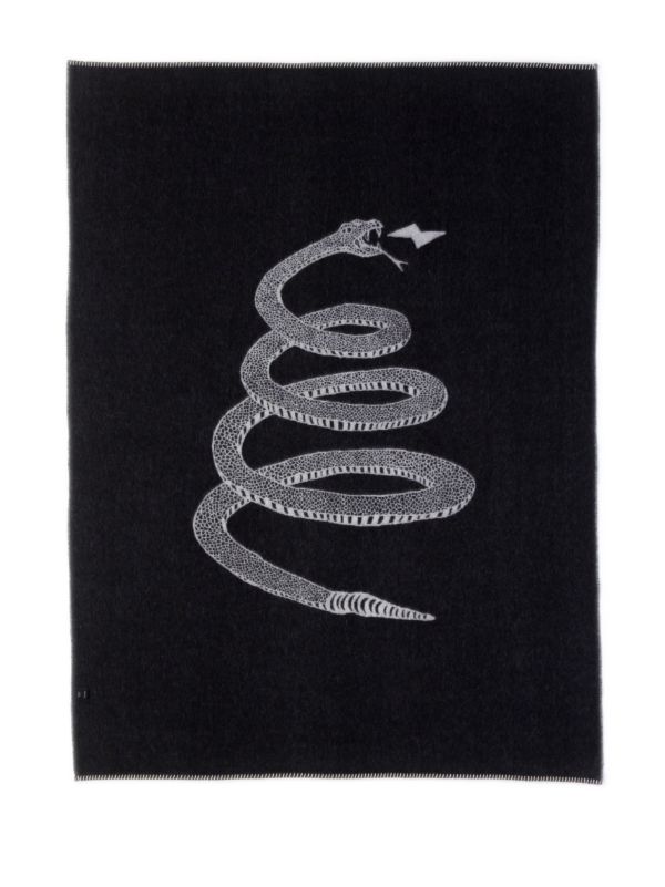 Browns BLACKSAW Grey Peyote Snake Print Blanket | Browns Blankets & Throws