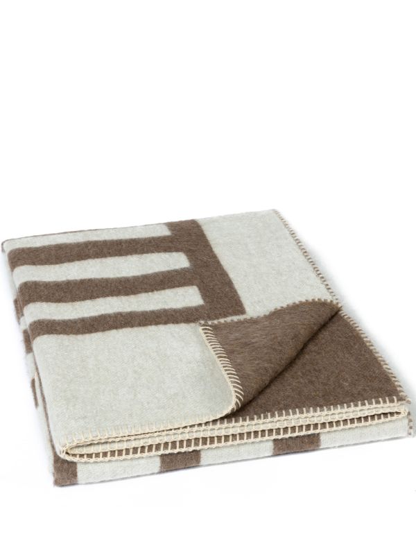 browns BLACKSAW Neutral Rosin Reversible Alpaca Wool Throw | Browns Blankets & Throws