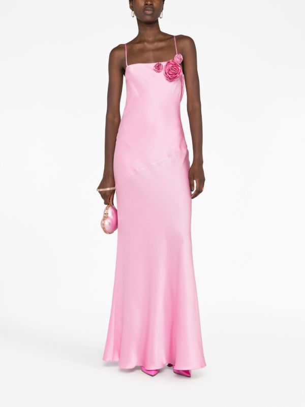 Browns Blumarine Pink Rose Appliqué Maxi Dress | Browns Cocktail & Party Dresses