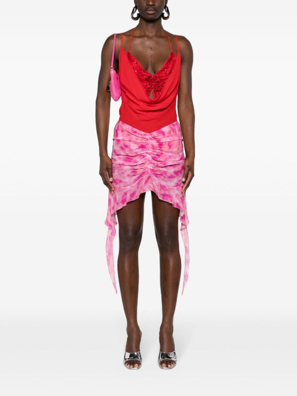 Browns Blumarine Red Butterfly-Bodice Silk Top | Browns Blouses