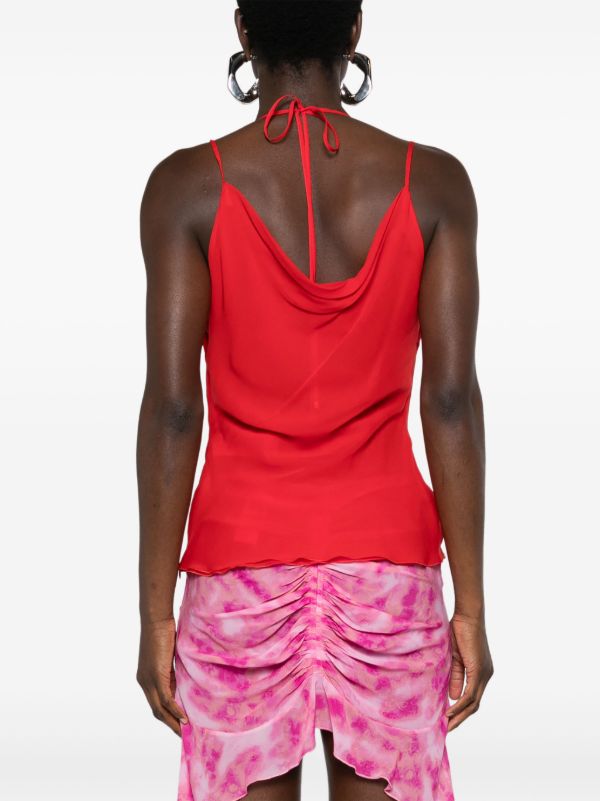 Browns Blumarine Red Butterfly-Bodice Silk Top | Browns Blouses