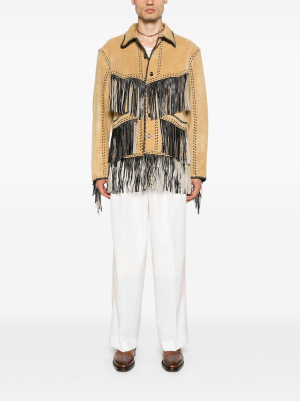 Browns BODE Brown Fringed Leather Jacket | Browns Leather Jackets